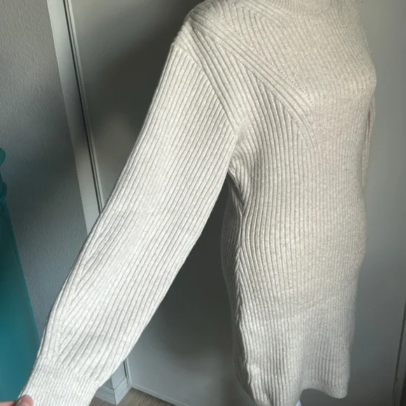 New H & M Fitted Mock Neck Plush Ribbed Long Sleeve Sweater Dress - Picture 3 of 12